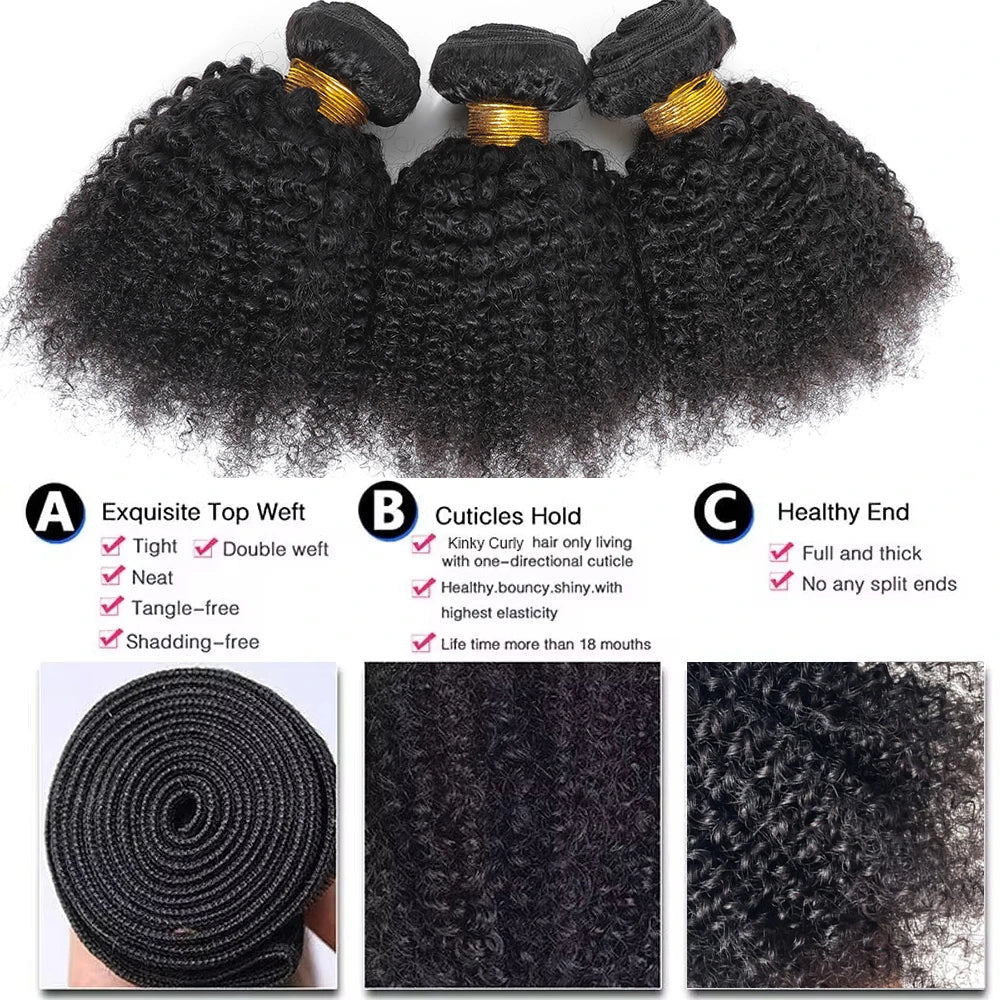 Raw Indian Afro Kinky Curly Human Hair Bundles