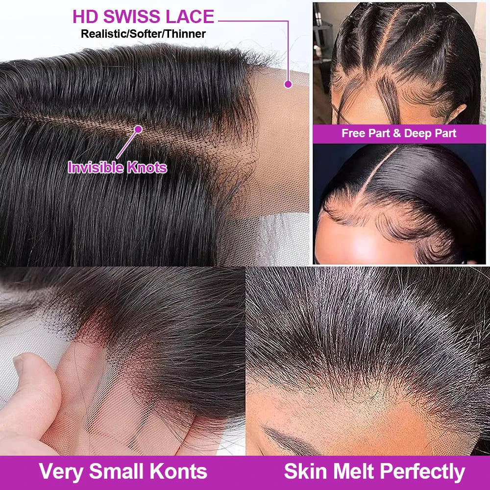 Lace Frontal Wigs Silky Straight Human Hair HD Lace Front Bob Wigs Pre Cut Glueless Straight Bob