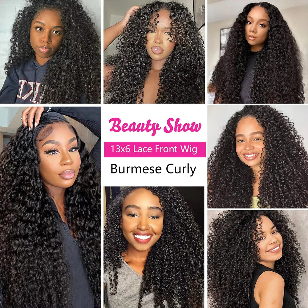 Burmese Curly Human Hair Wig Pre Plucked Glueless