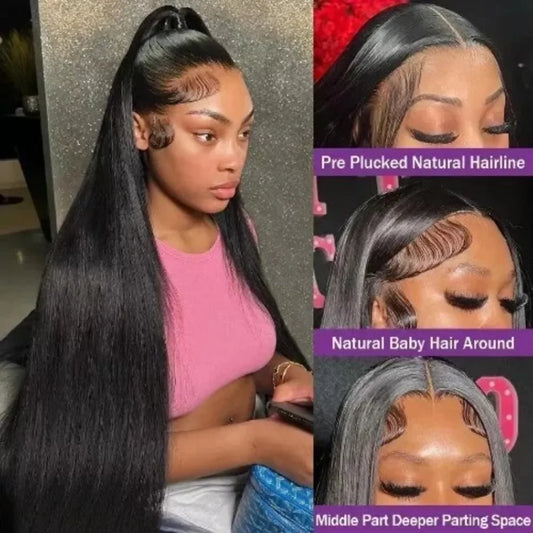 Bone Straight Lace Frontal Wigs 13x6 Glueless Wear and Go Human Hair