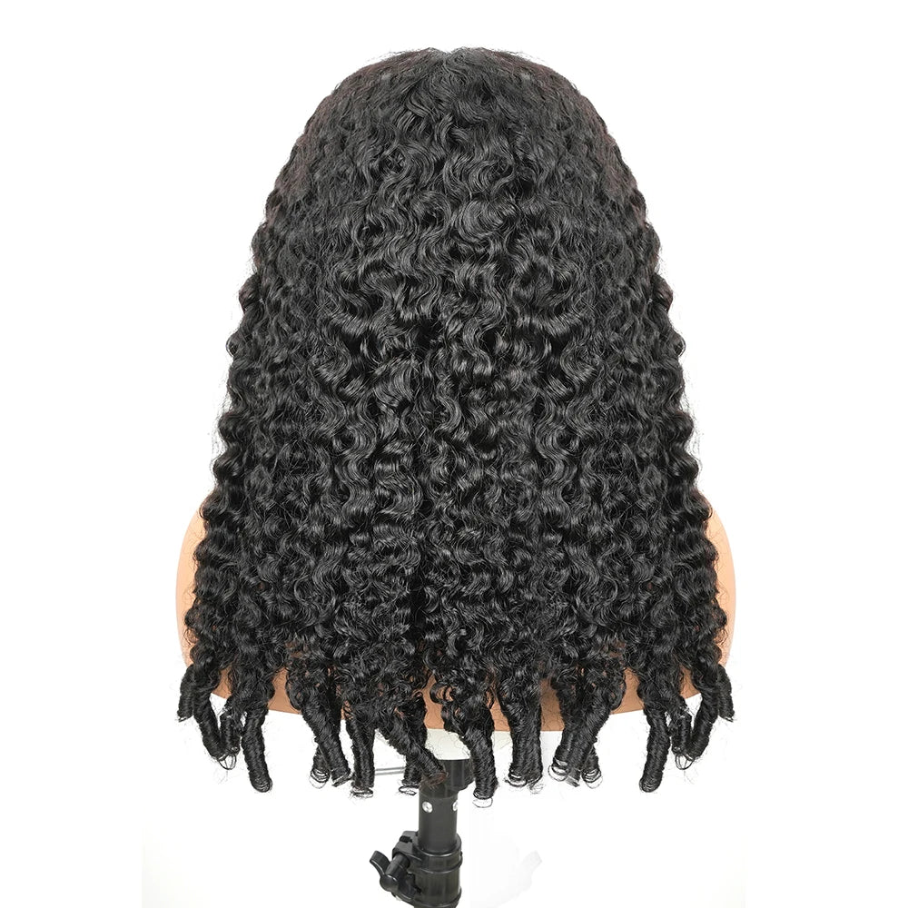 Burmese Curly Human Hair Wig Pre Plucked Glueless