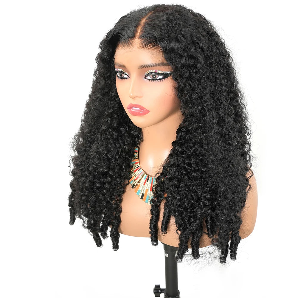 Burmese Curly Human Hair Wig Pre Plucked Glueless